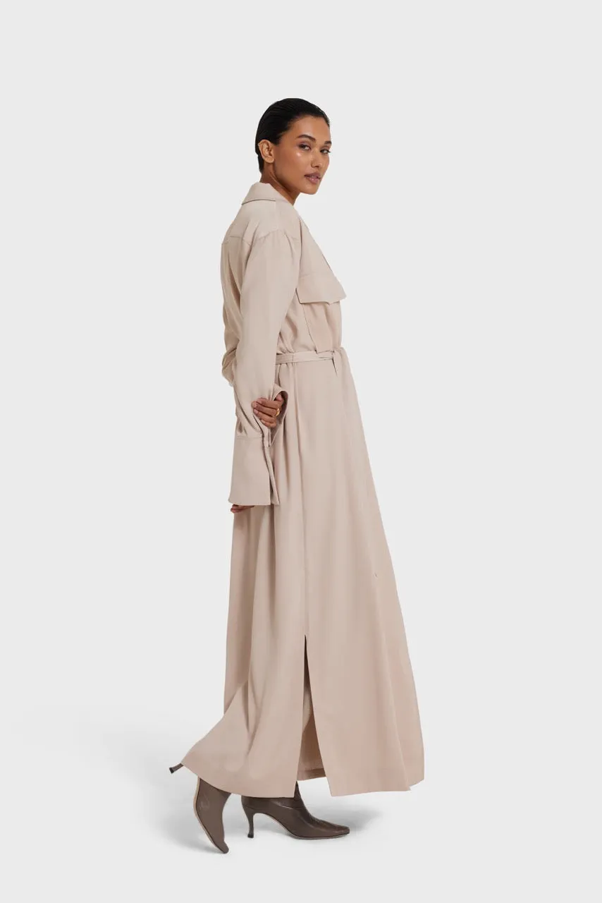 Satin Long Jacket | Sand