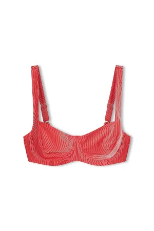 Chilli Red Signature Stripe Bra Cup with Enhanced Support