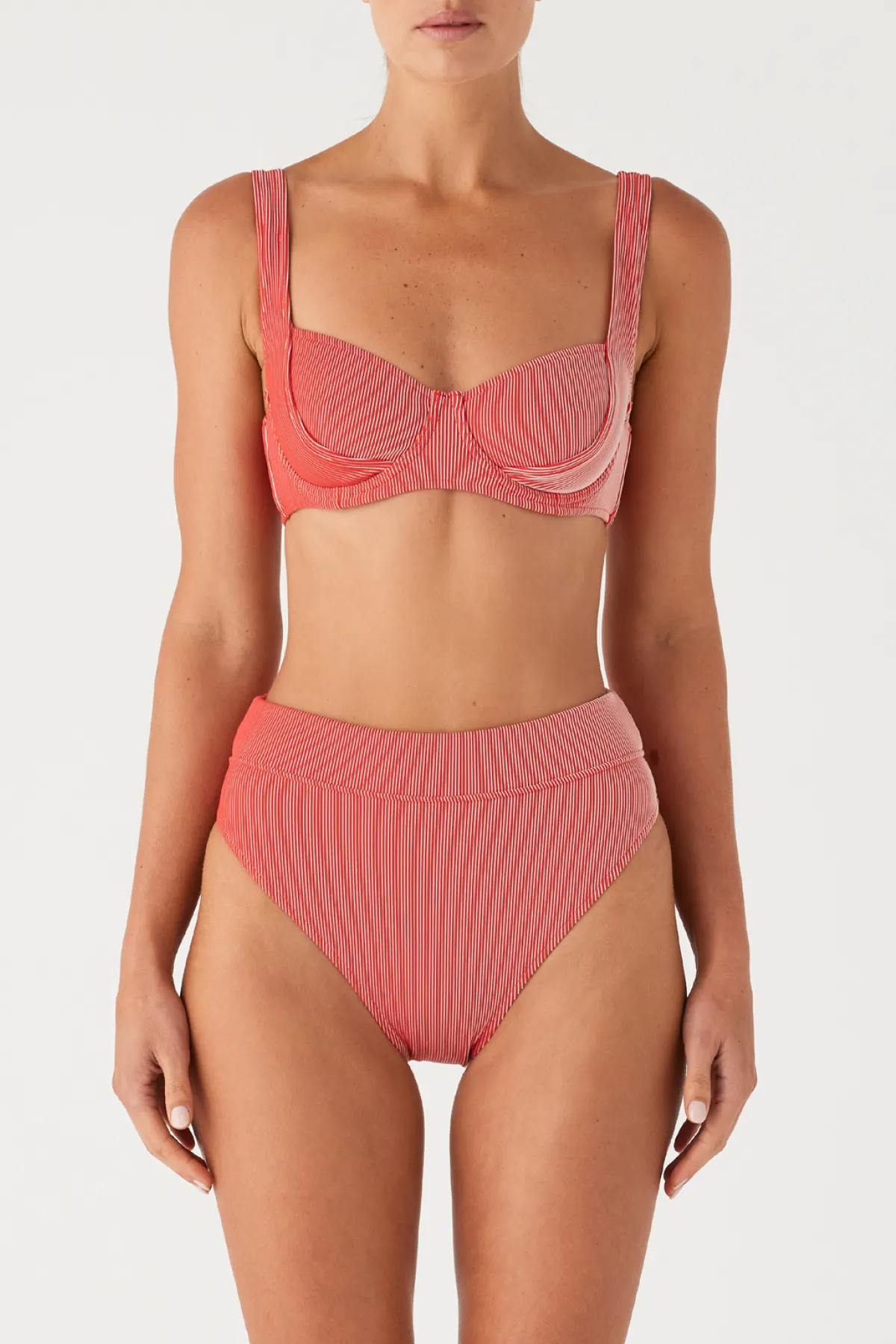 Chilli Red Signature Stripe Bra Cup with Enhanced Support