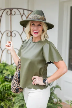 Tulip Sleeve Top | Olive