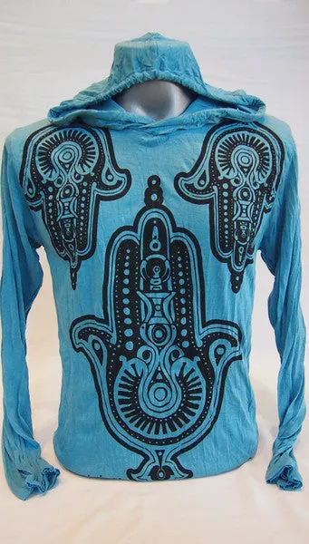 Unisex Three Hands Hoodie in Turquoise