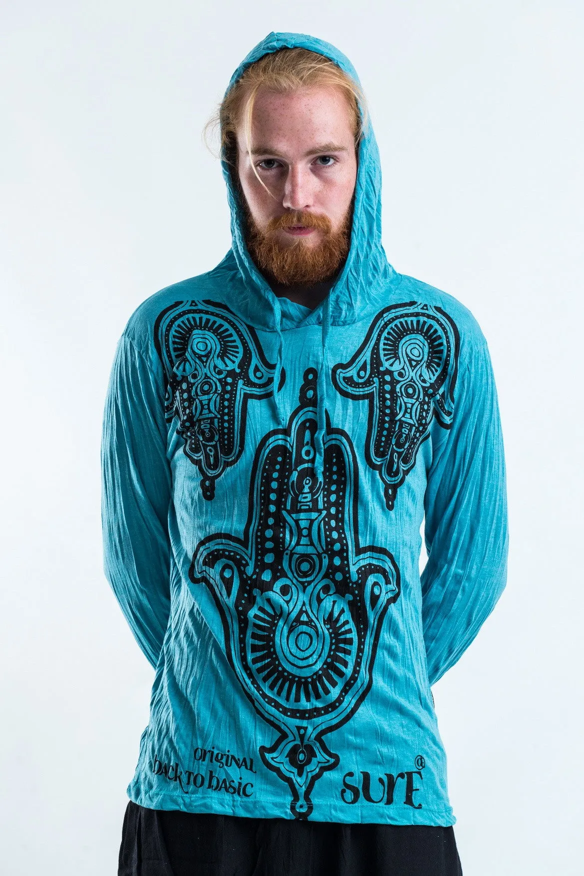 Unisex Three Hands Hoodie in Turquoise