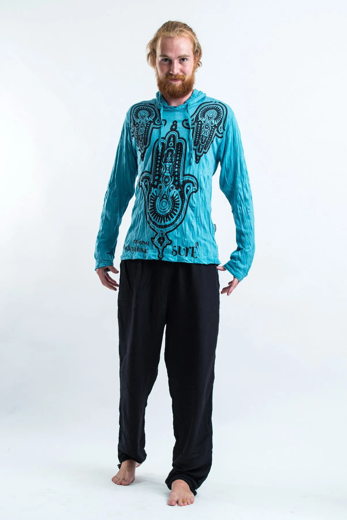 Unisex Three Hands Hoodie in Turquoise