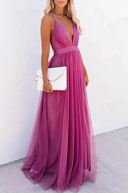 V Neck Backless Maxi Dress