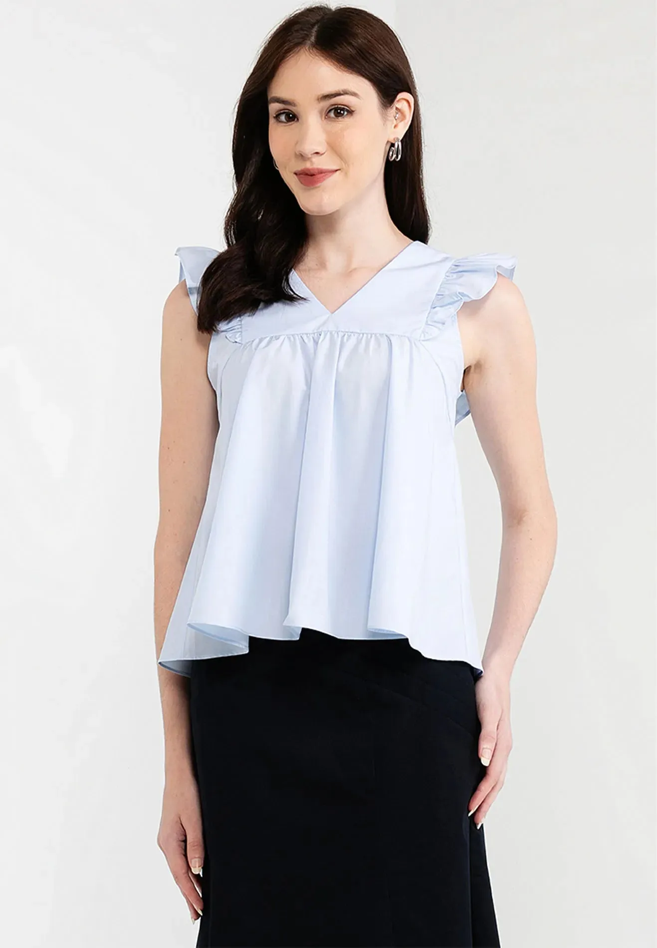 V-Neck Ruffle Sleeves Top