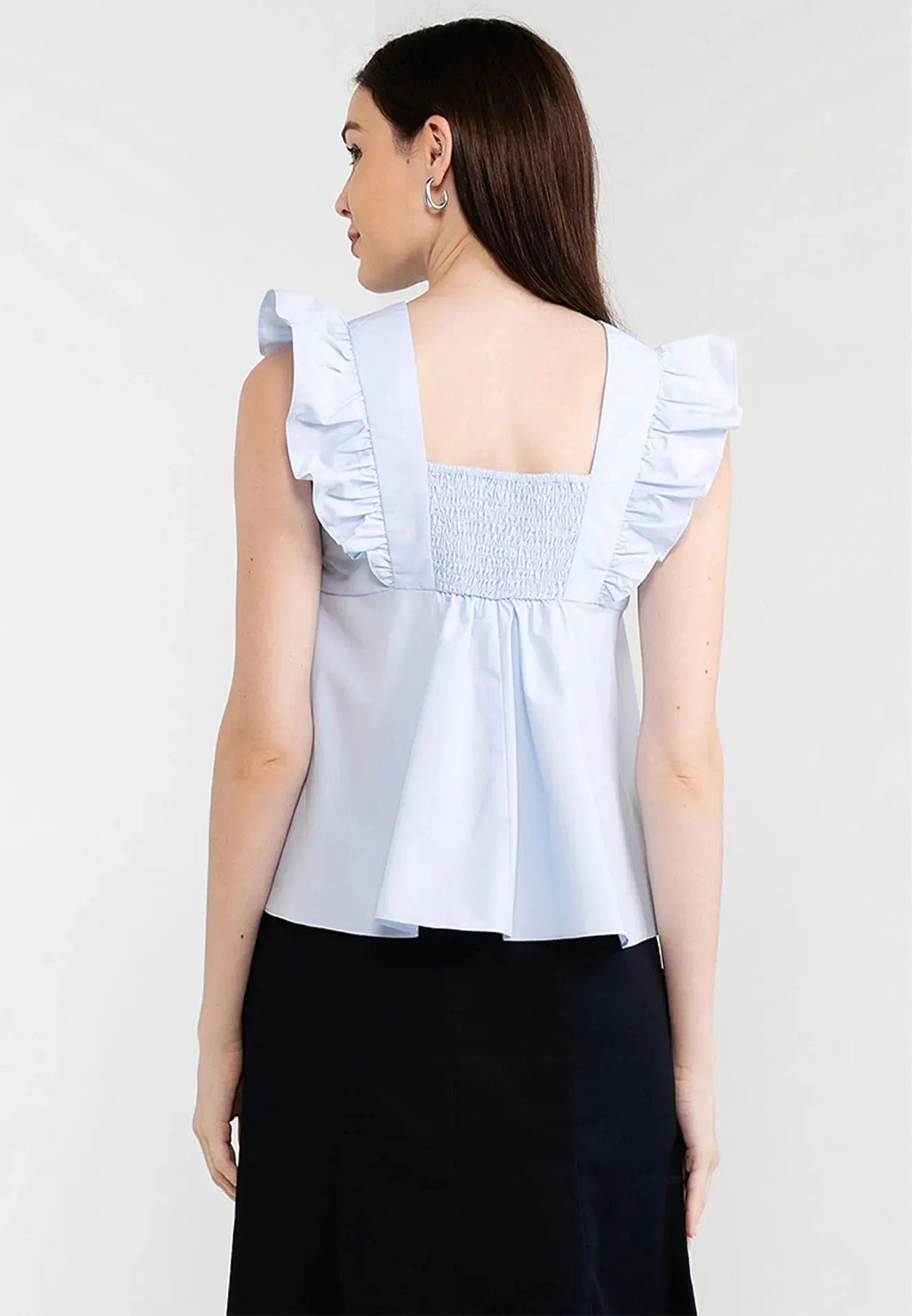 V-Neck Ruffle Sleeves Top