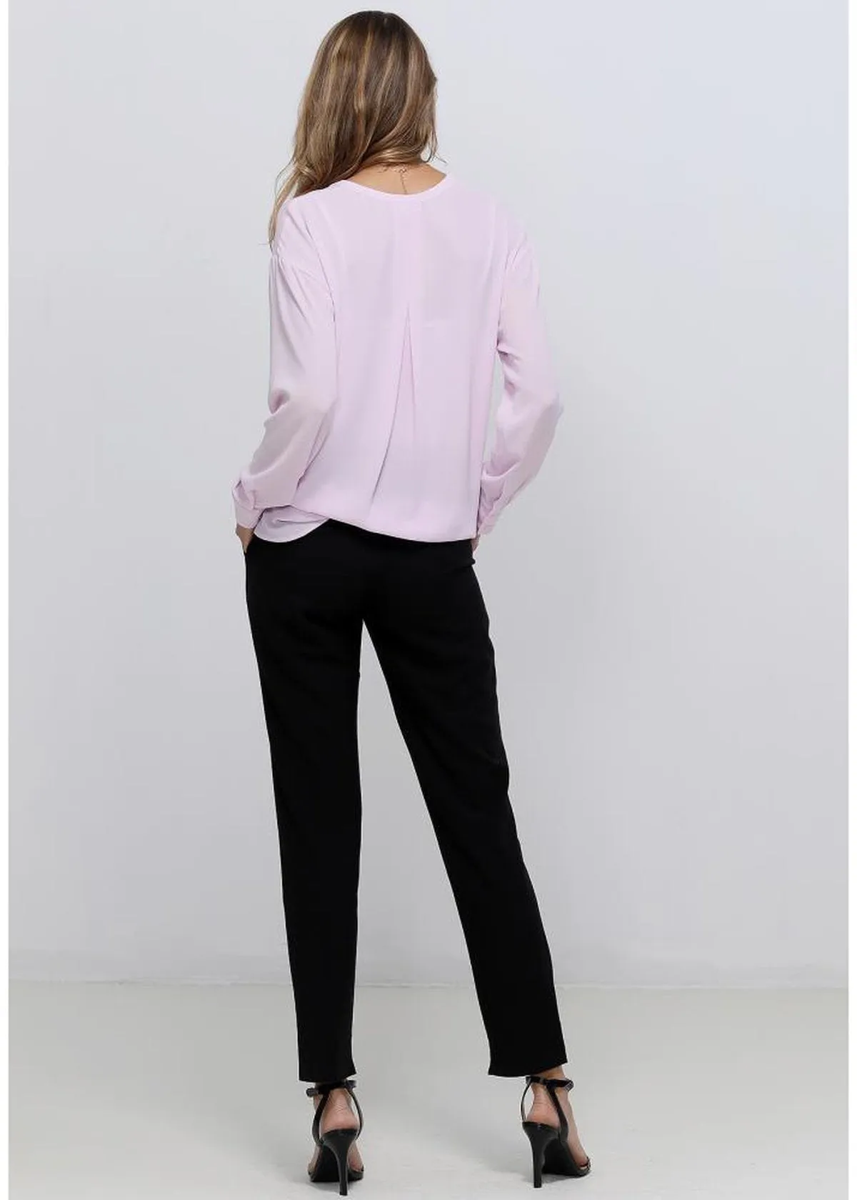 V-Neck Wrap Hem Blouse