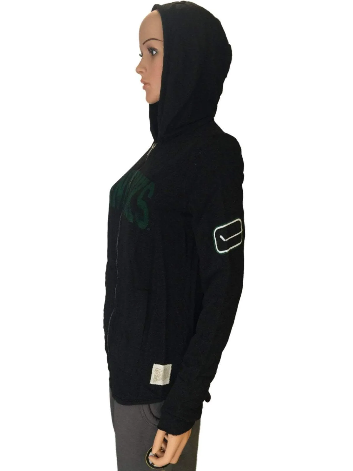 Vancouver Canucks Retro Brand Women Black Quad Blend Zip Up Hoodie Jacket