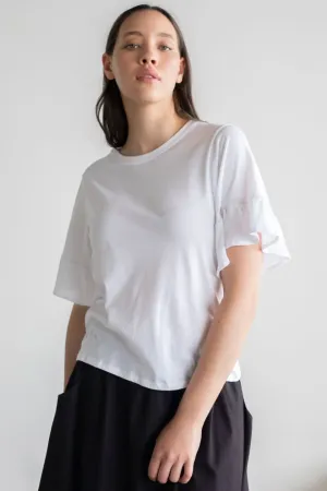 Voyage White Ruffle Sleeve Organic Cotton Top