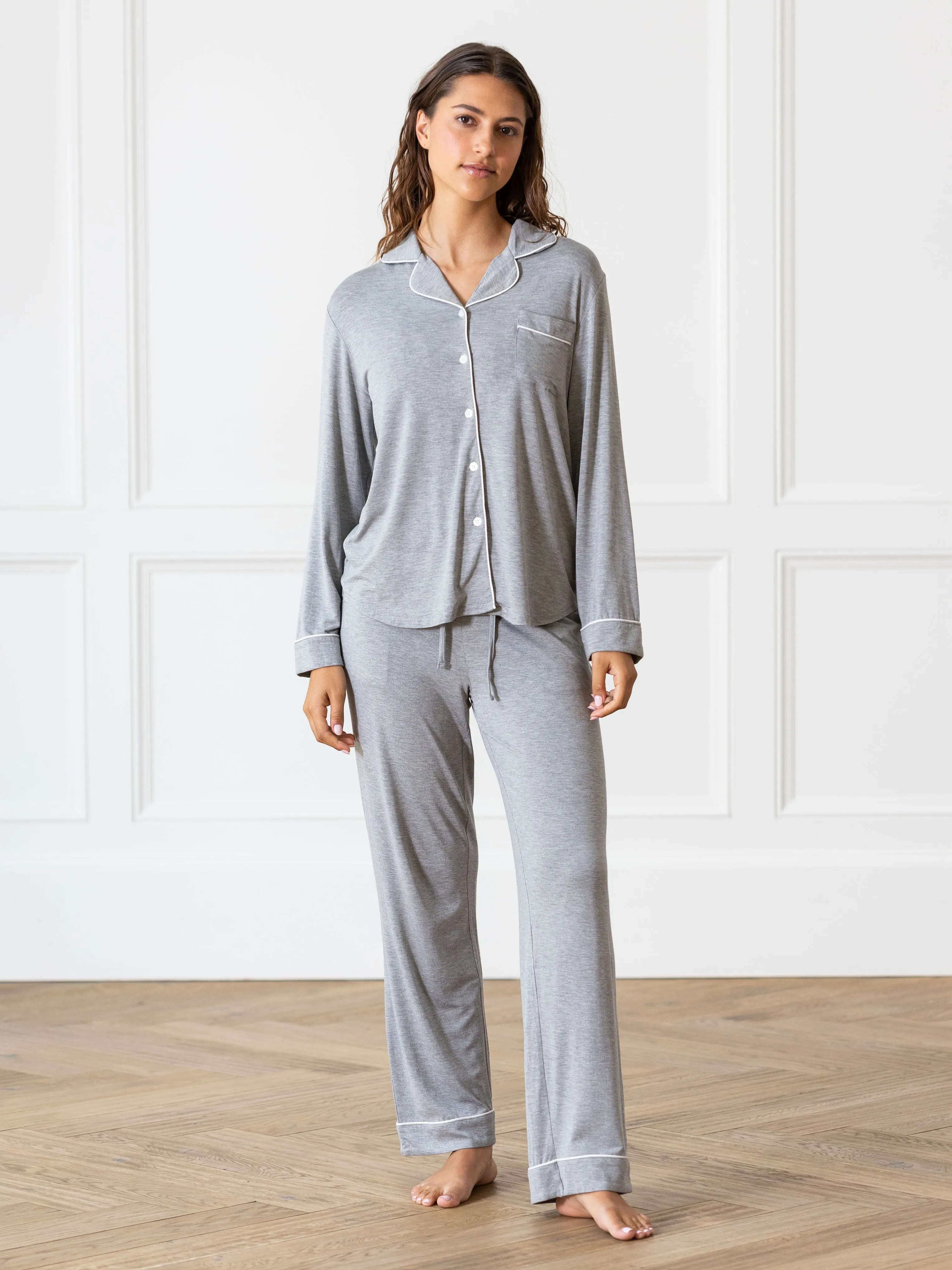 Women's Bamboo Stretch-Knit Long Sleeve Pajama Set TALL