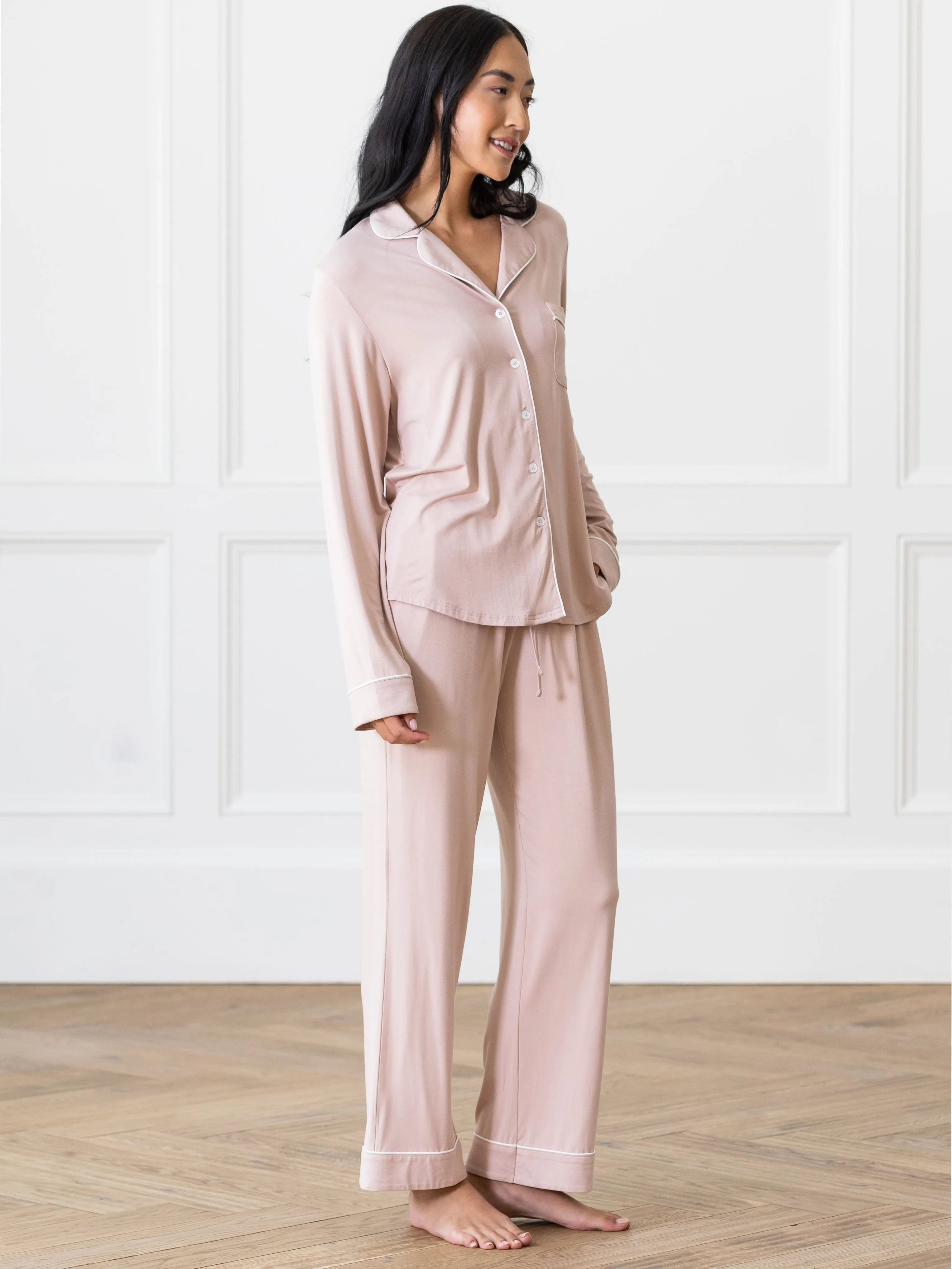 Women's Bamboo Stretch-Knit Long Sleeve Pajama Set TALL