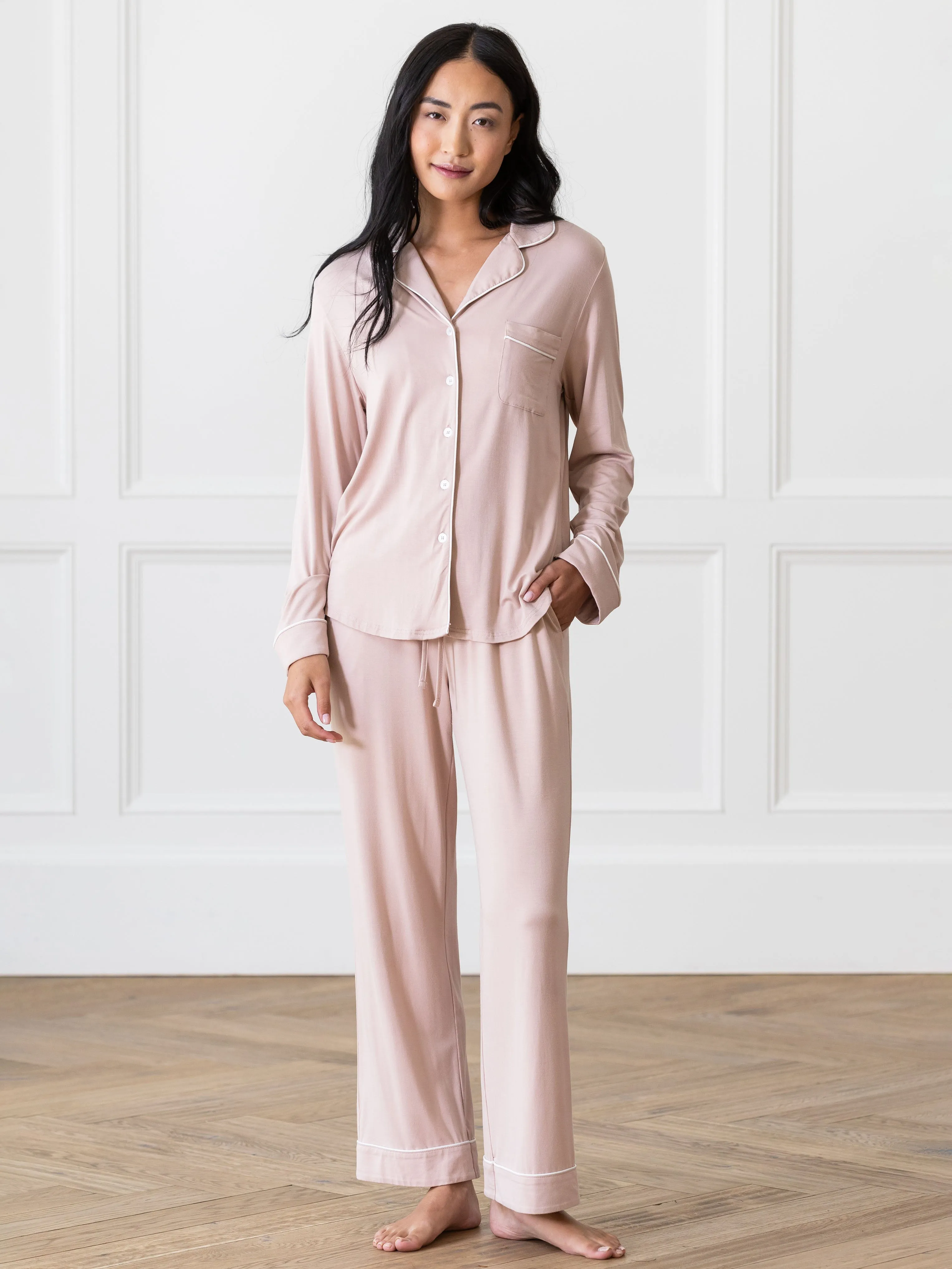 Women's Bamboo Stretch-Knit Long Sleeve Pajama Set TALL