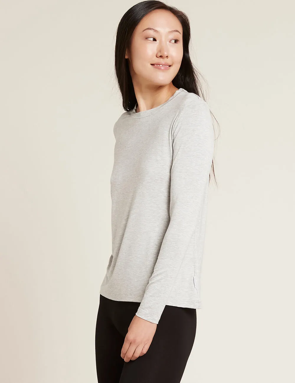 Women's Long Sleeve Round Neck T-Shirt - Light Grey Marl