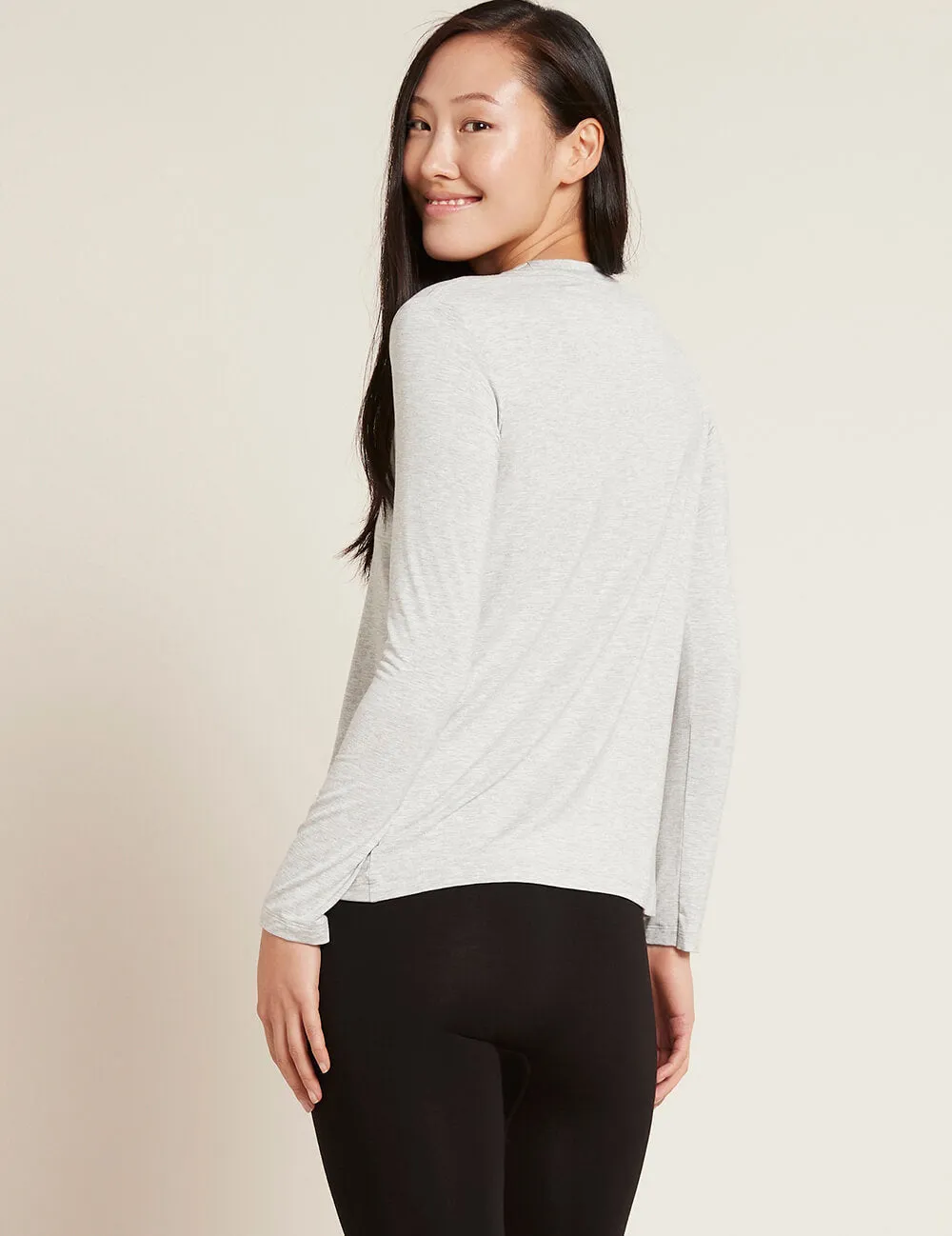 Women's Long Sleeve Round Neck T-Shirt - Light Grey Marl